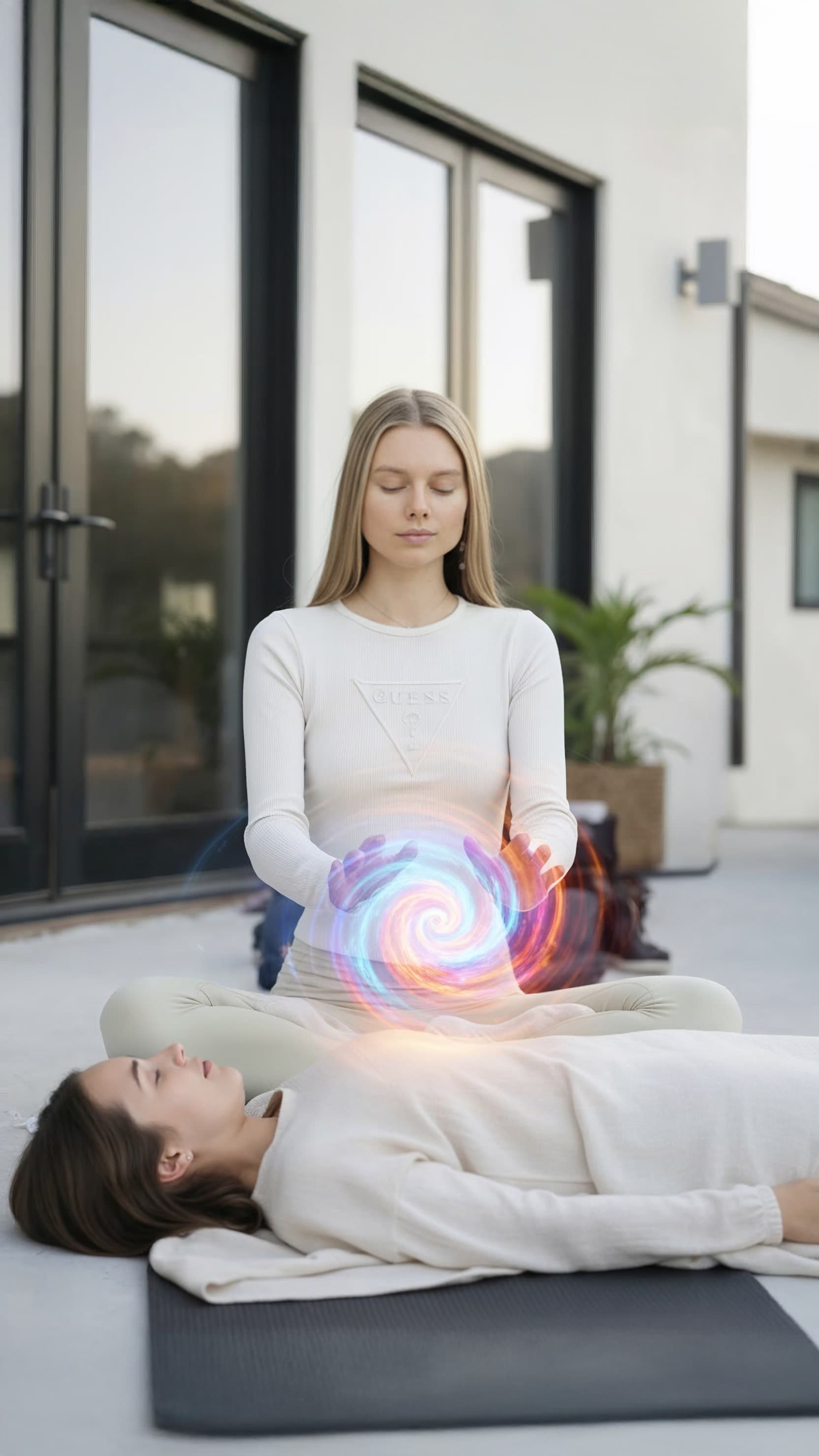 Energy healing session outdoors